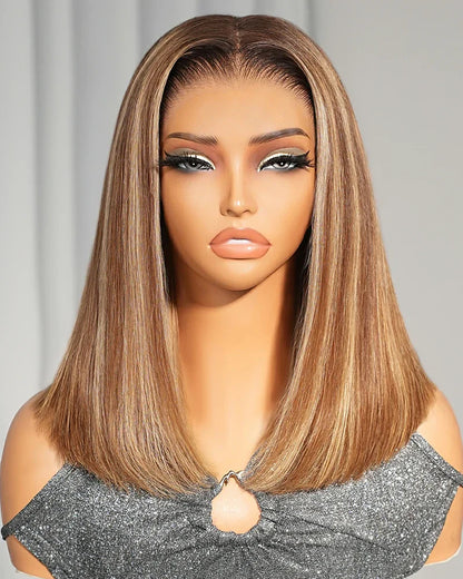 Arabella 13x6 Three-Go™ 280% High Density Ombre Highlight Honey Blonde Glueless Wig Loose Body Wave Bob Wig With Drawstring