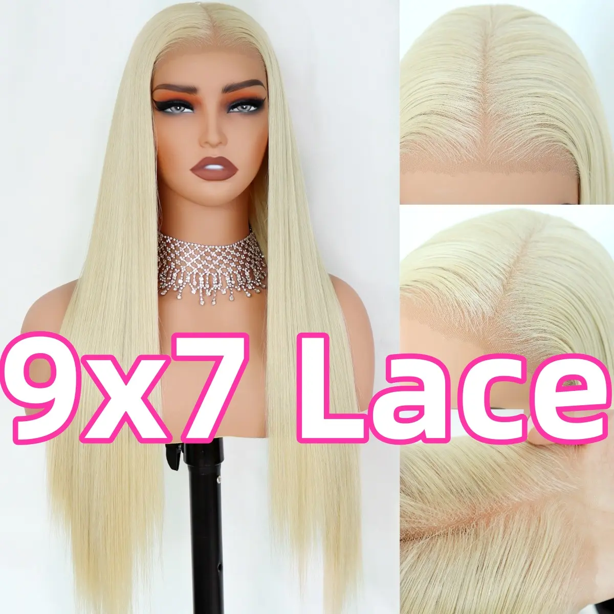 9x7 Glueless Synthetic Lace Front Wig - Straight Style