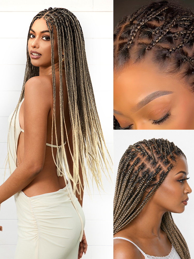 HD Lace Knotless Box Braided Wig | Real Scalp Look Glueless Wig - Qelavo