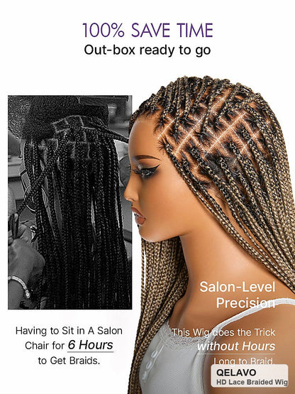 HD Lace Knotless Box Braided Wig | Real Scalp Look Glueless Wig - Qelavo