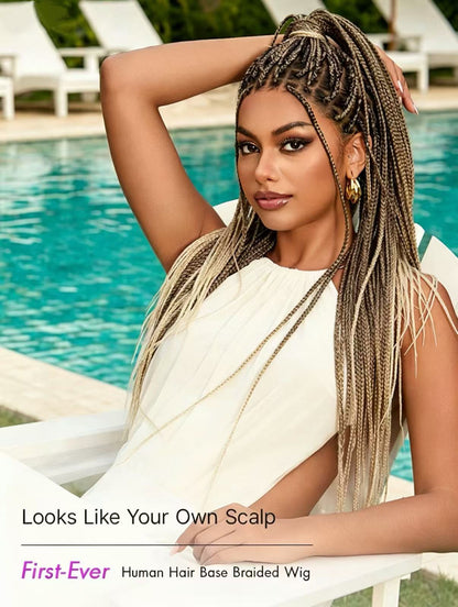 HD Lace Knotless Box Braided Wig | Real Scalp Look Glueless Wig - Qelavo