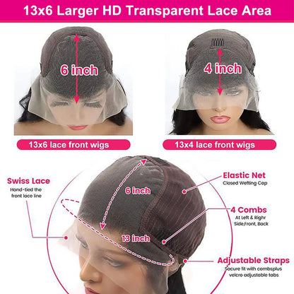 🔥Last Day: 73% Off🔥13x6 HD Transparent Lace Body Wave Wig
