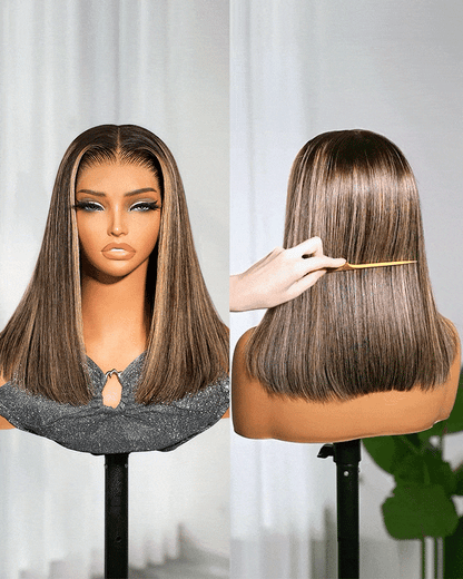 🔥 Last Day 80% OFF 🔥  280% HD Glueless Old Money Bob Wig | Platinum Blonde Balayage