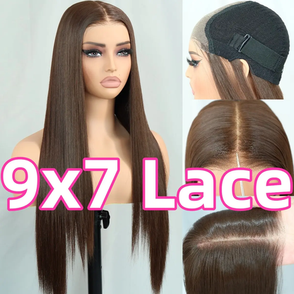 9x7 Glueless Synthetic Lace Front Wig - Straight Style
