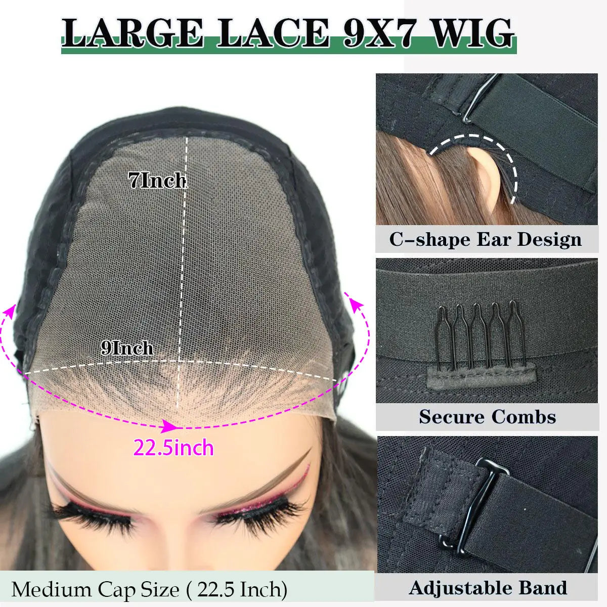 9x7 Glueless Synthetic Lace Front Wig - Straight Style